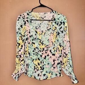 LOFT Ann Taylor Womens Multicolor Floral Long Sleeve Blouse Top - Size XXS